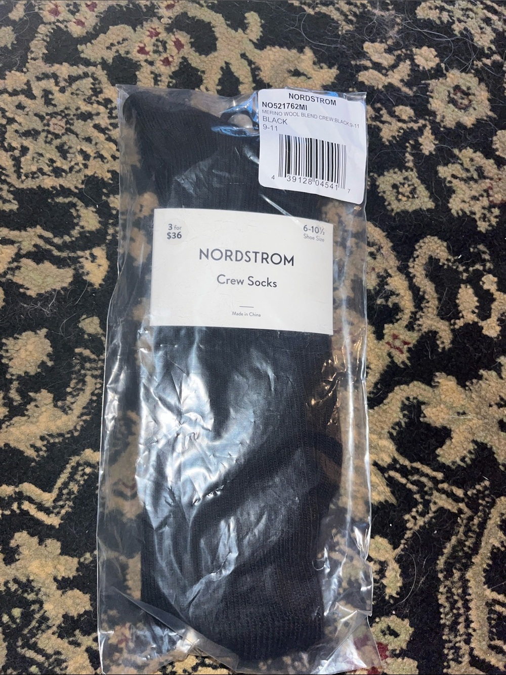 Nordstrom Black  Merino Wool  Crew socks